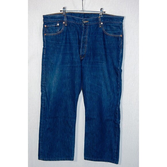 Levis 501 Mens Blue Jeans Actual 42x27 Straight Fit EUC Tag 42x30 READ - Picture 3 of 4
